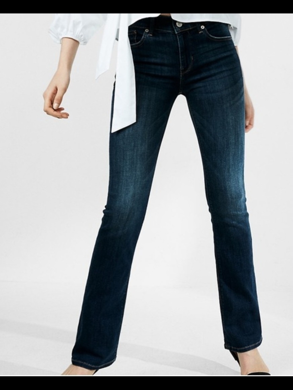 Express Women's Dark Blue Mid Rise Boot-Cut Jeans 10R